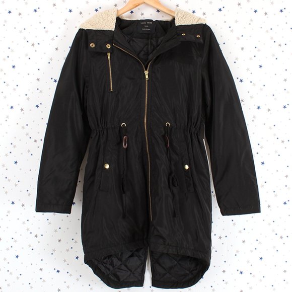 Fur Lined Hood Long Padded Zip Up Jacket Black - Picture 7 of 9